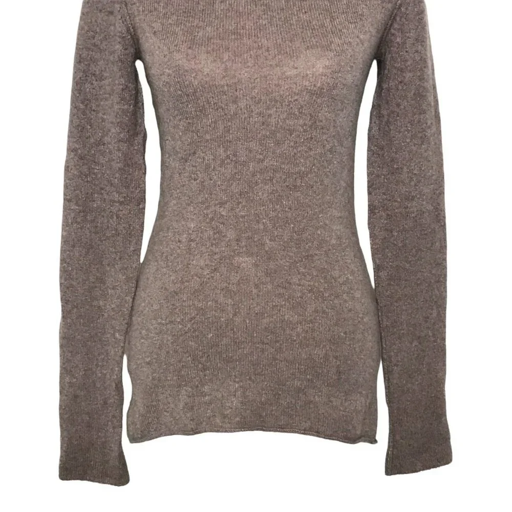 SOLD INHABIT Light Brown Crew Neck Cashmere Sweater Size Large - Picture 4 of 8